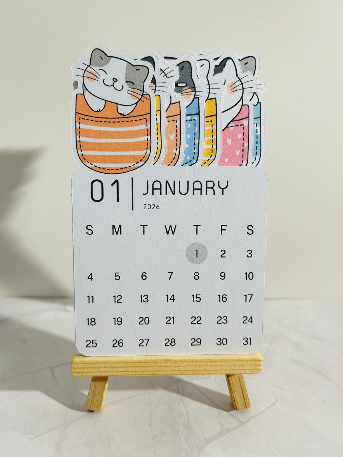 2026 Pocket Cats Desk Calendar