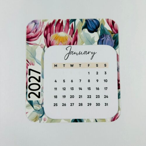 2027 Tear-Off Fridge Magnet Calendar – Floral Protea Design
