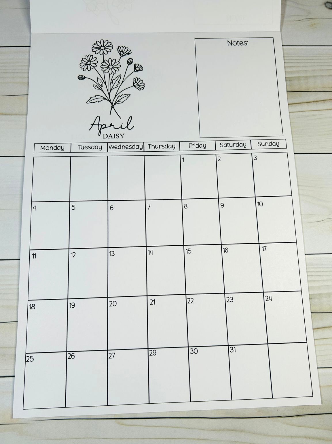 2027 Birth Flower A4 Tear-Off Calendar with Notes Section - Image 2