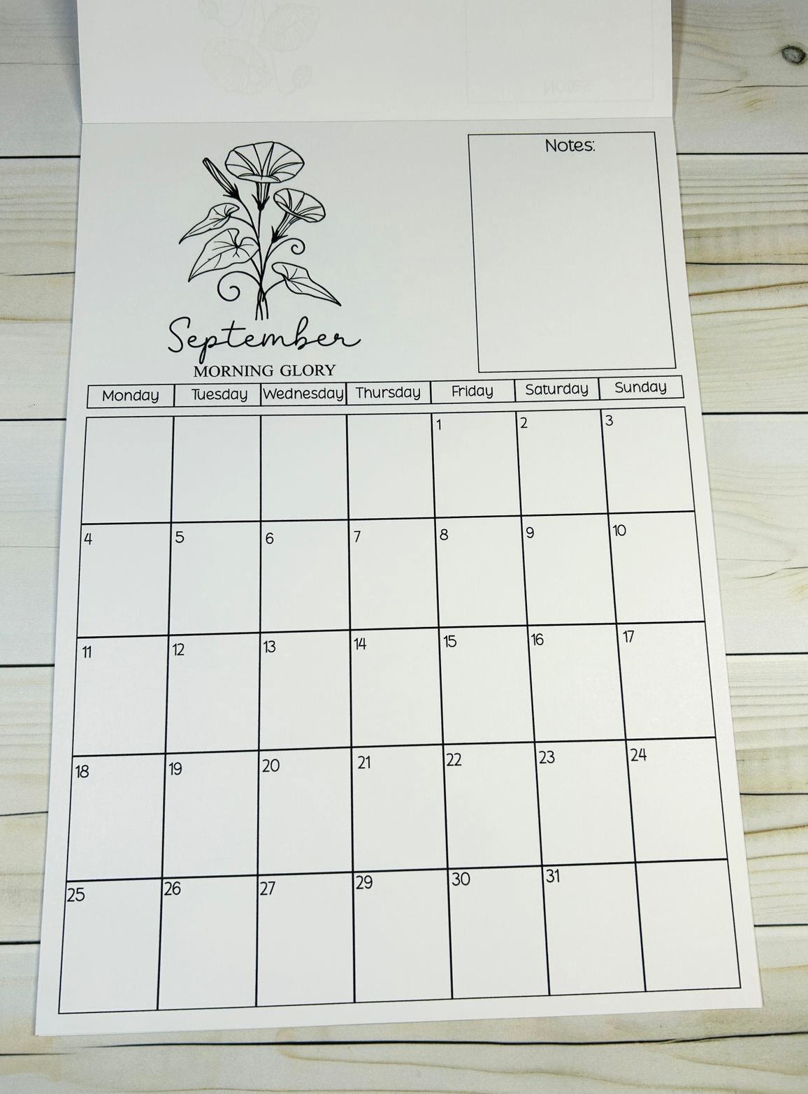 2027 Birth Flower A4 Tear-Off Calendar with Notes Section - Image 3