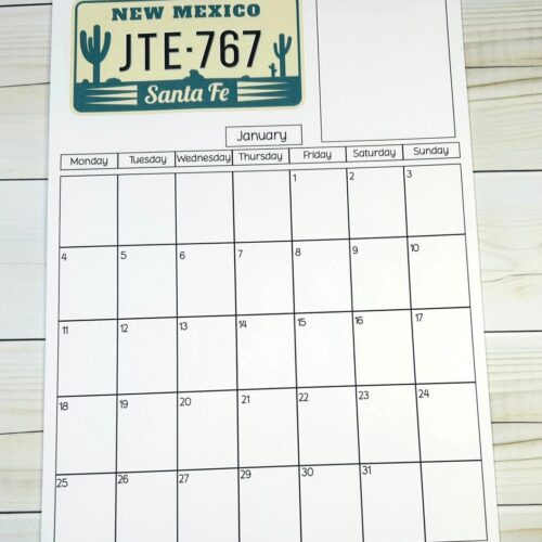 2027 Vintage License Plate A4 Tear-Off Calendar with Notes Section